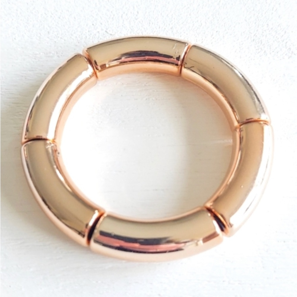 Acrylic Tube Bamboo Bangle Bracelet - Rose Gold